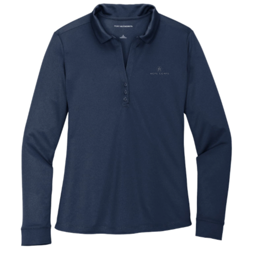 Port Authority Ladies Silk Touch Performance Long Sleeve Polo - Image 3